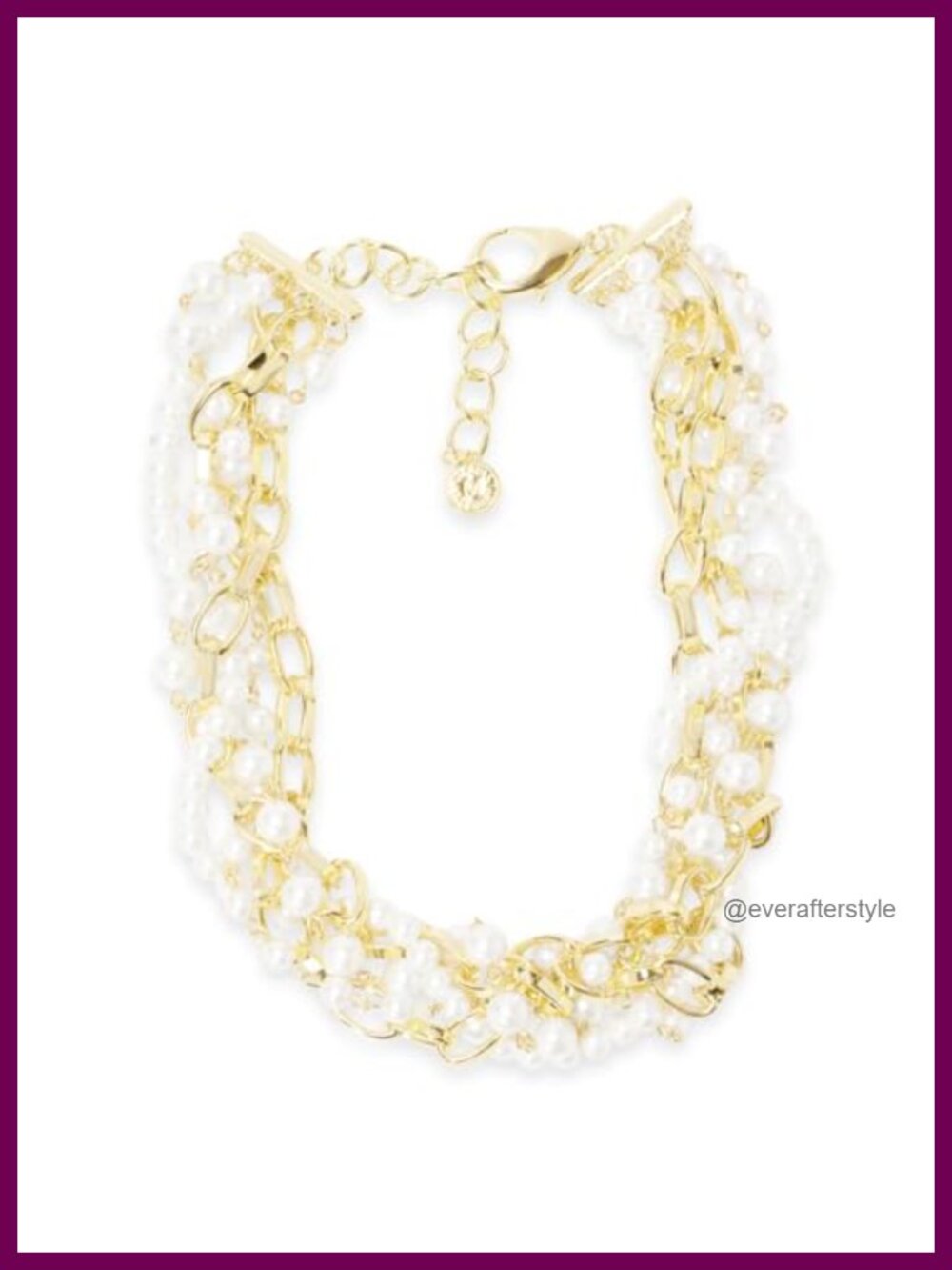 Five Strand Pearl and Chain Twisted Necklace 17" Lobster Clasp Gold Plated